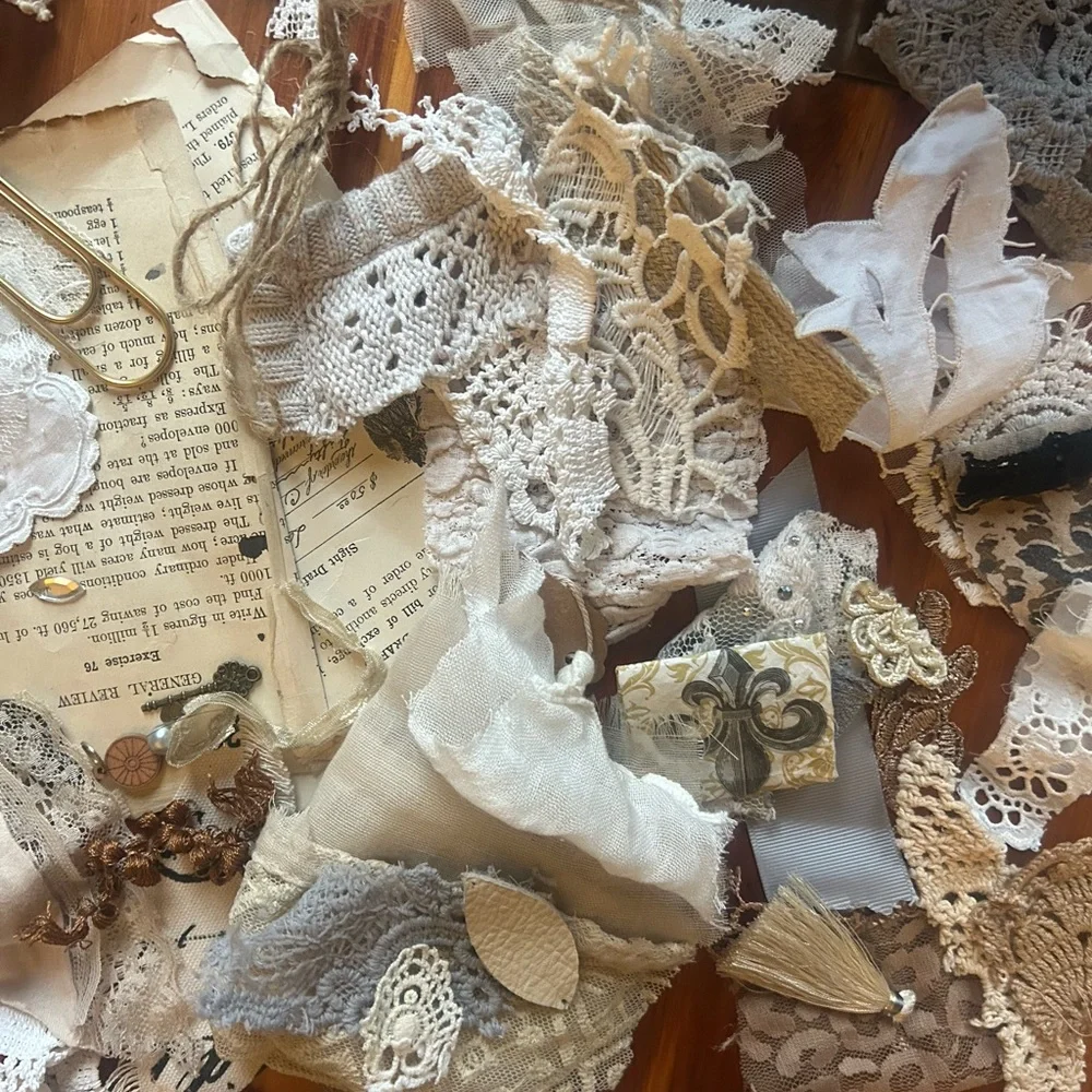 Bundle of mixed textiles for Junk Journal Etc. - Picture 5 of 10